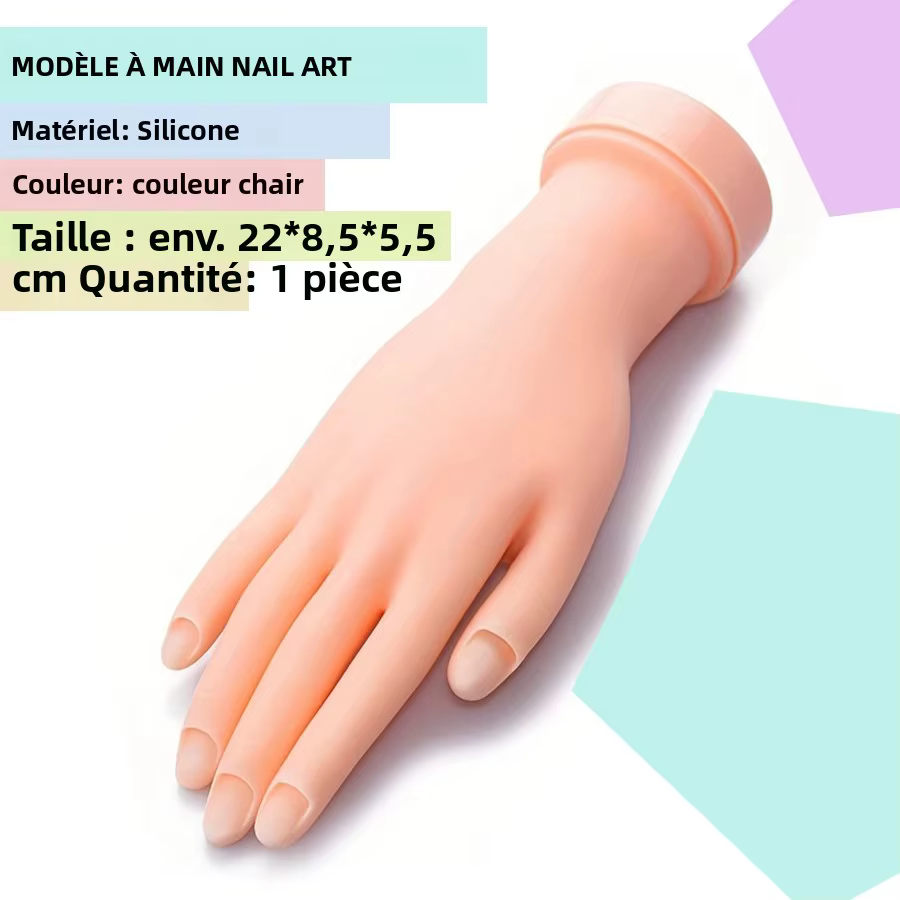 Main d'entraînement souple et flexible pour la pratique de l'art des ongles