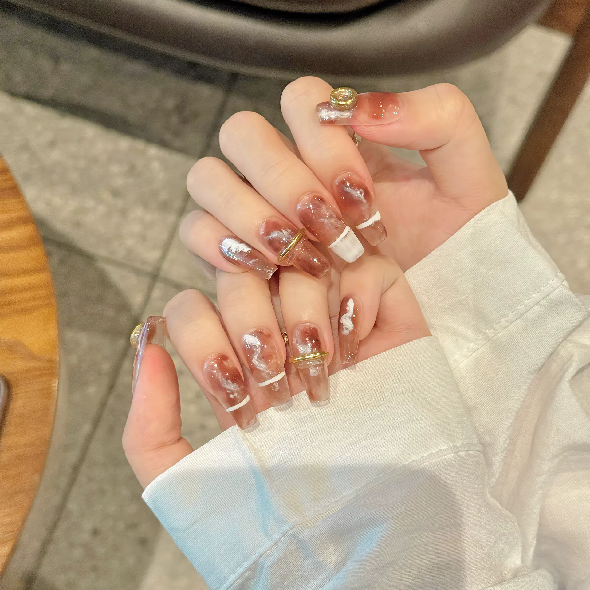 Faux ongles à pression faits à la main pour femmes et filles