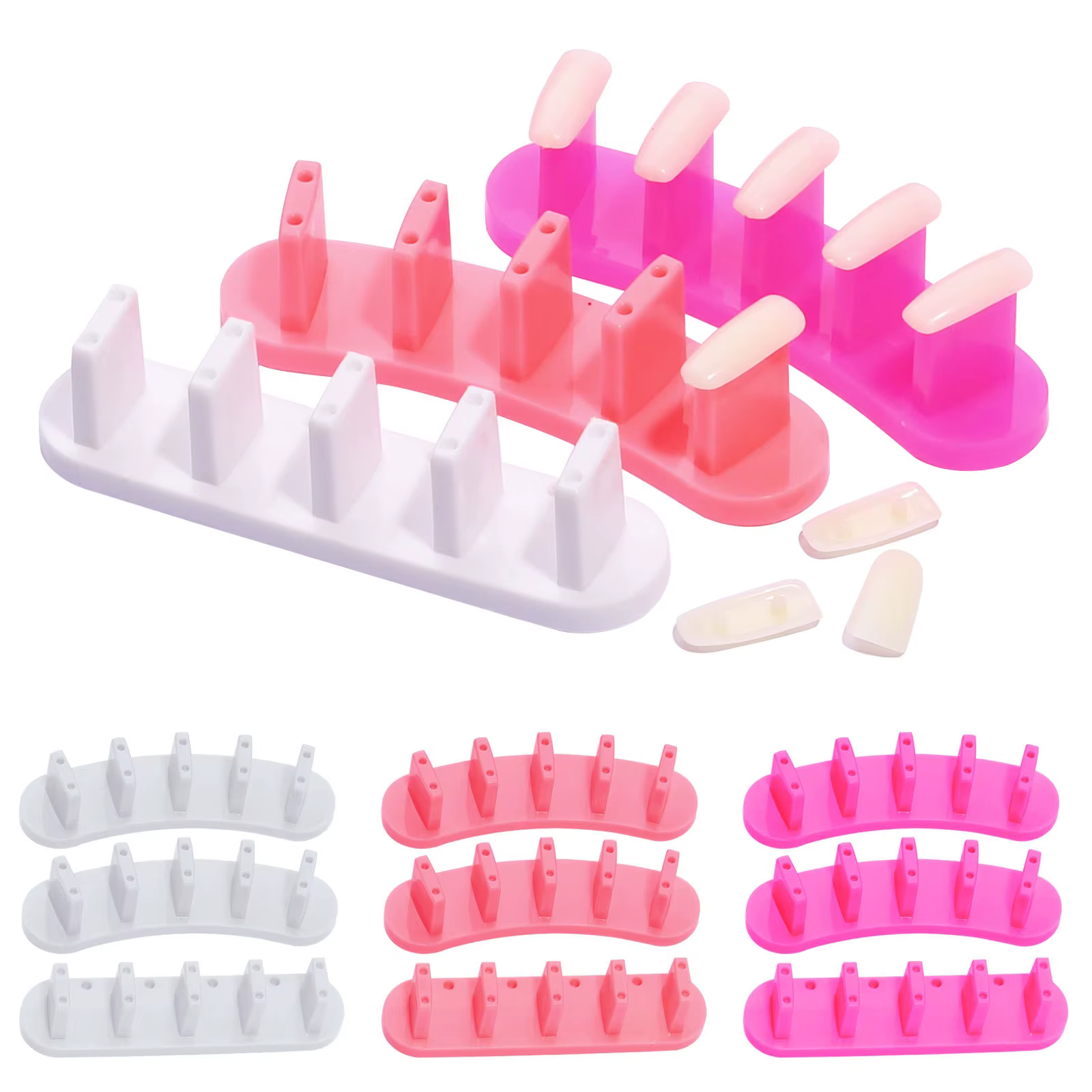 Présentoir à ongles avec embouts de pratique à clipser et base amovible