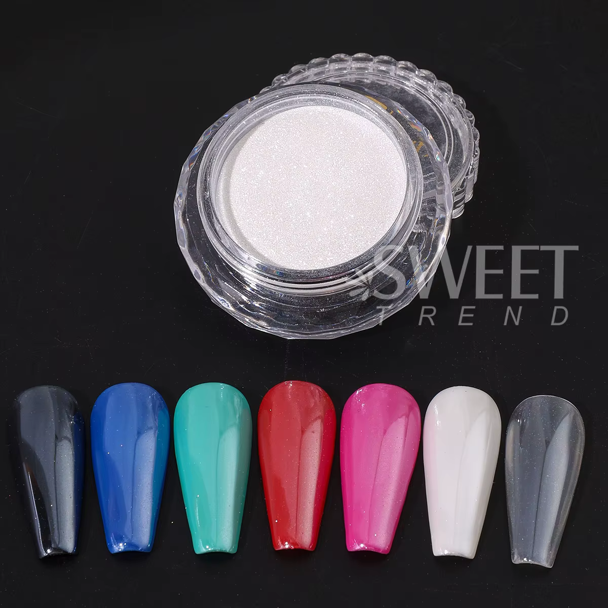 Poudre chromée pour ongles blancs brillants à l'eau