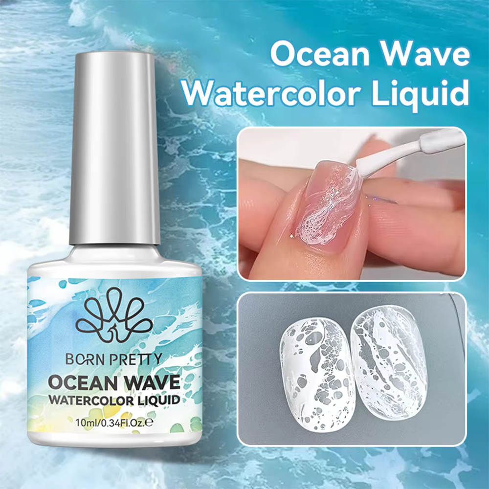 Vernis à ongles gel aquarelle 10ml Onde Océanique Blanche
