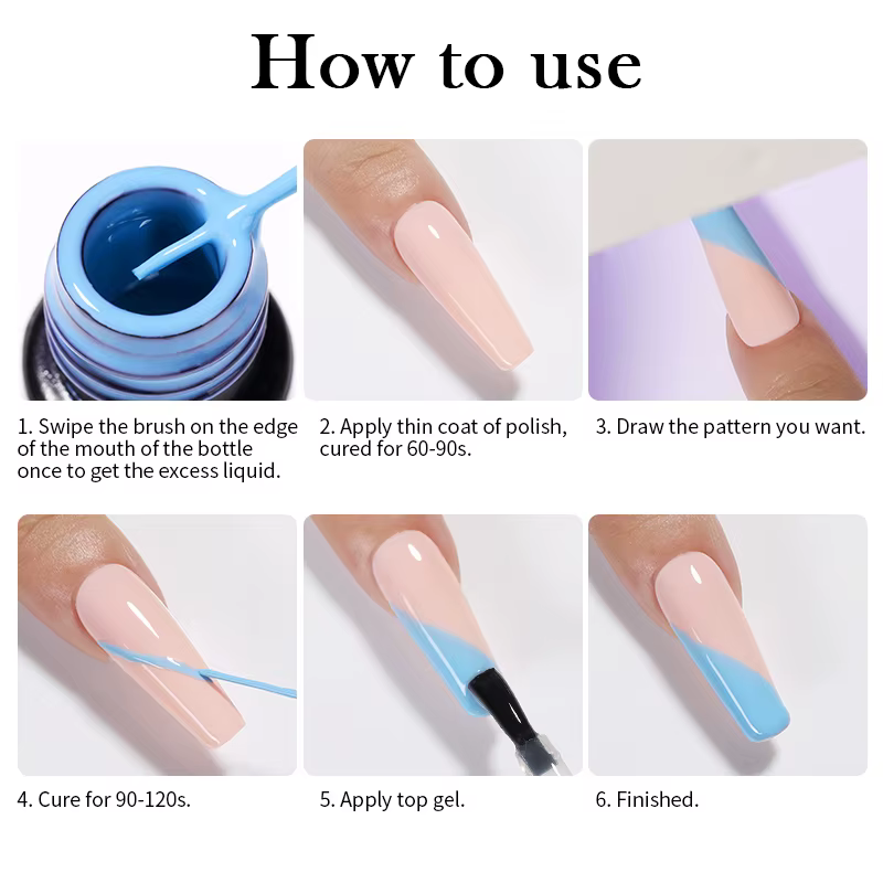 LILYCUTE Liner Gel vernis à ongles français UV LED peinture Gel Nail Art Design magnifique paillettes couleur bricolage
