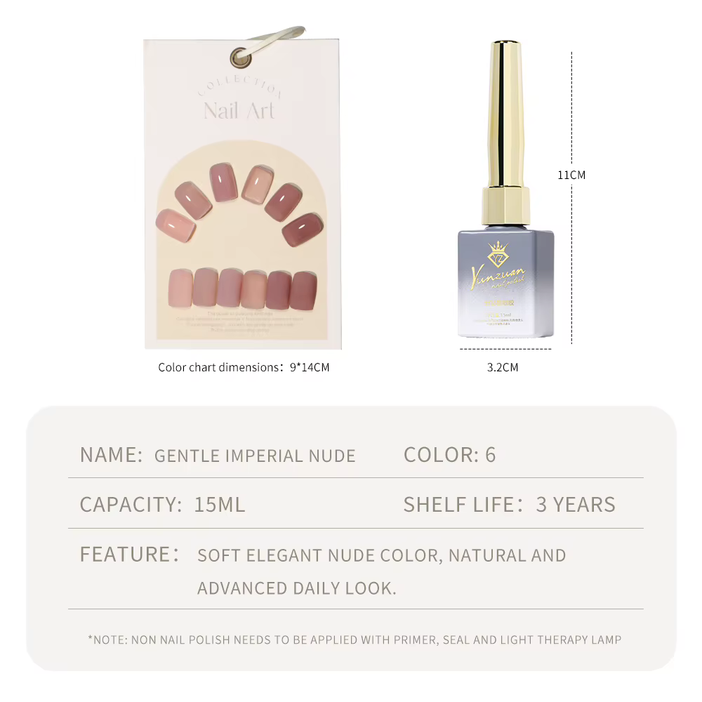 6 Couleurs Gel Polish Transparent Nude 15ml Rose Naturel Marron Gel UV LED Soak Off Haute Brillance Manucure pour Salon et DIY