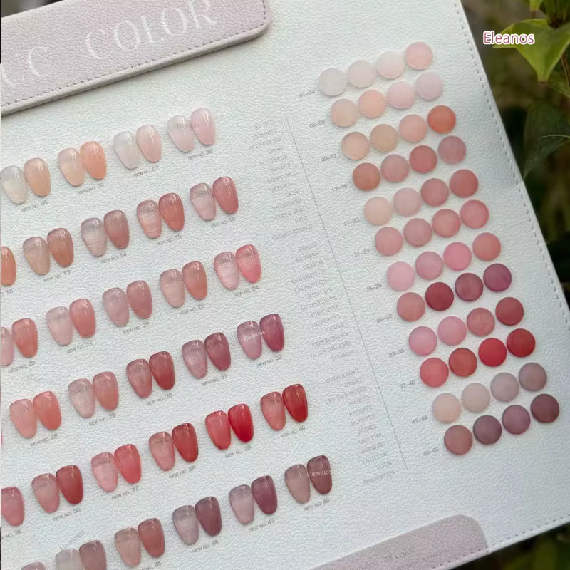 Eleanos Gelée Rose Nude Printanière 48 pièces Vernis à Ongles Translucide Gel Lacté Sirop Avec Nuancier Manucure 15ML
