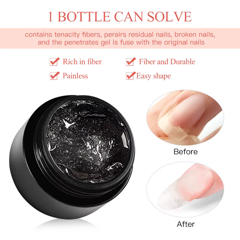 Gel de construction UV rapide en fibre de verre pour ongles