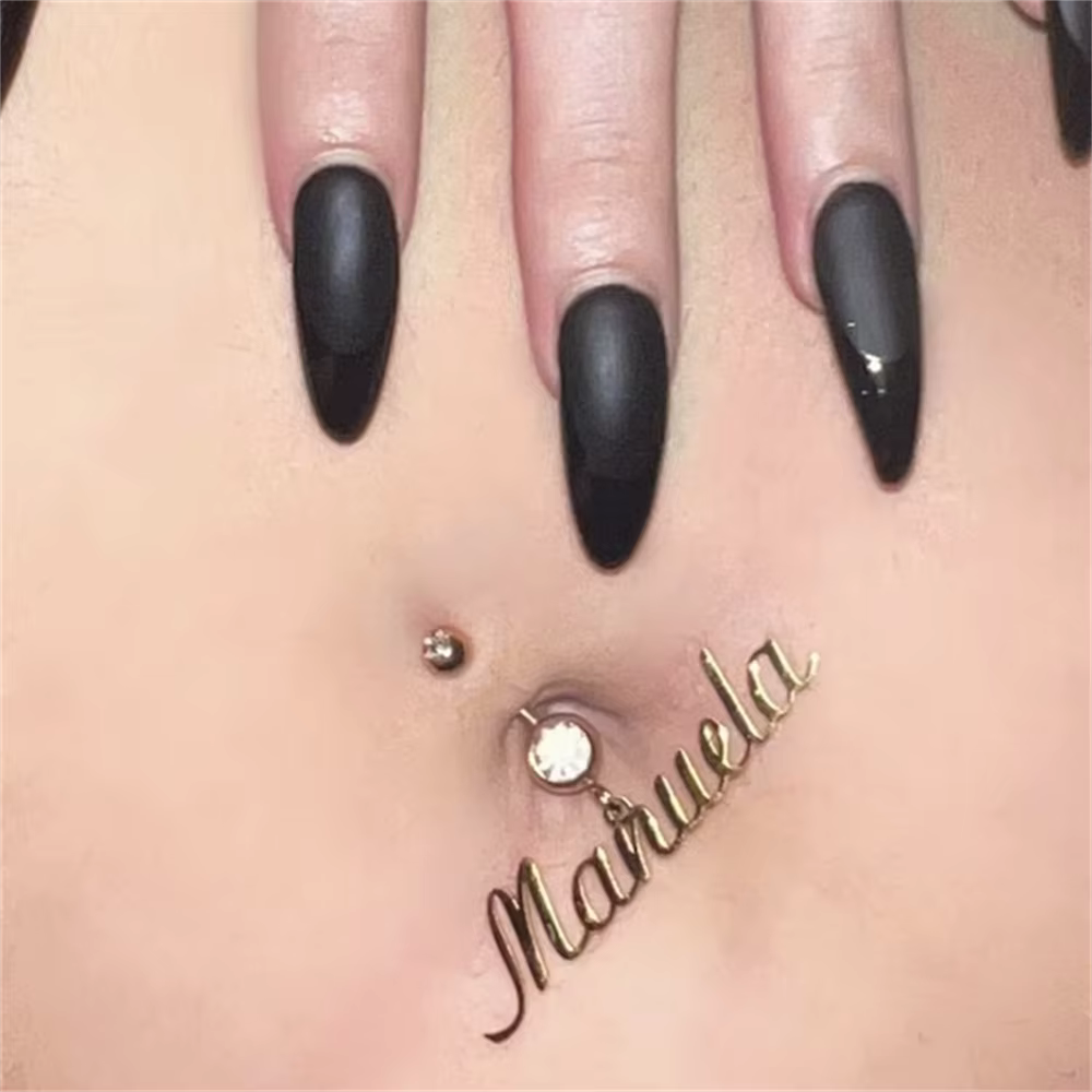Personnalisé personnalisé Sexy Perforation nom nombril anneau nom nombril anneau cristal nom nombril anneau mode corps bijoux