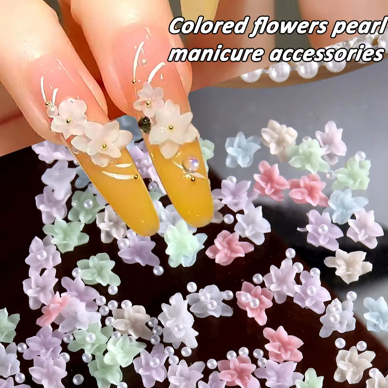 Décorations d'ongles aux fleurs colorées