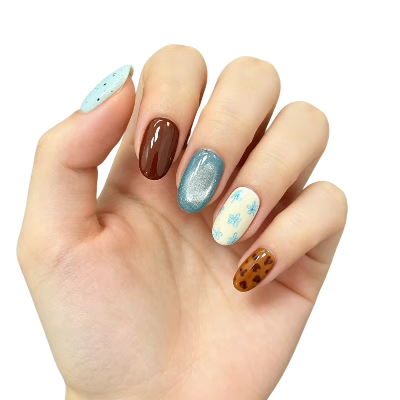 30 faux ongles turquoise