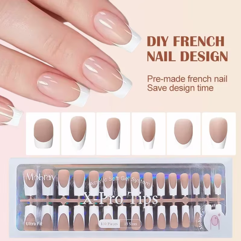 150/160 pièces de luxe français porter des ongles conseils ensemble nu rose Ballet longueur moyenne couleur Pure