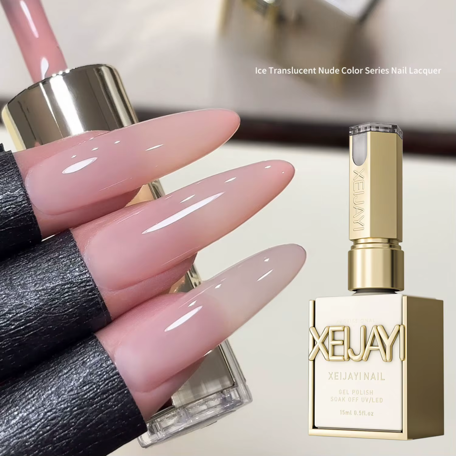 Gel à ongles 15ml rose nude transparent effet glace