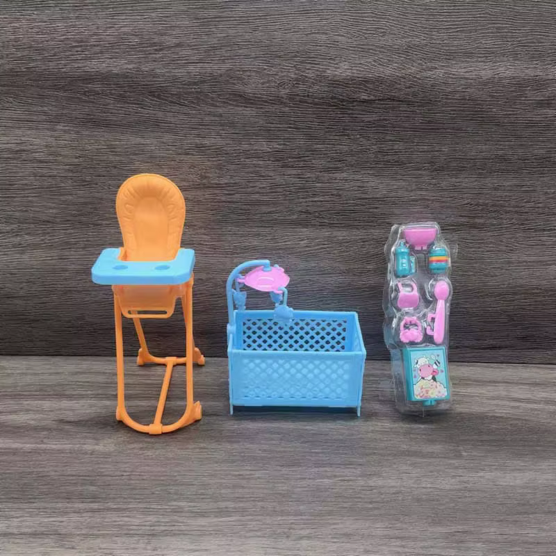 Accessoires Éducatifs Miniatures pour Poupées : Ensemble Complet pour Maison de Poupée avec Évier, Lit, Toilettes, Chaise à Manger et Couverts