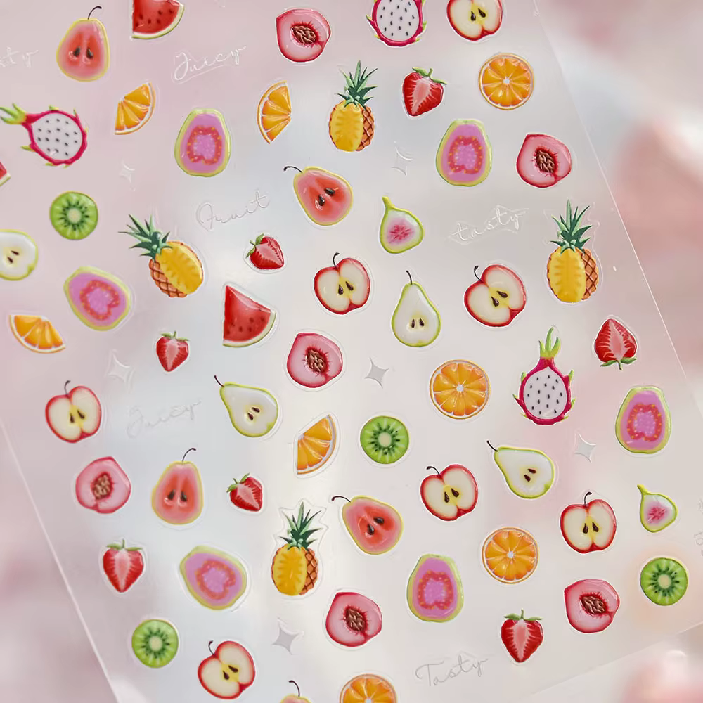 Autocollant de manucure 5D fruits d'été