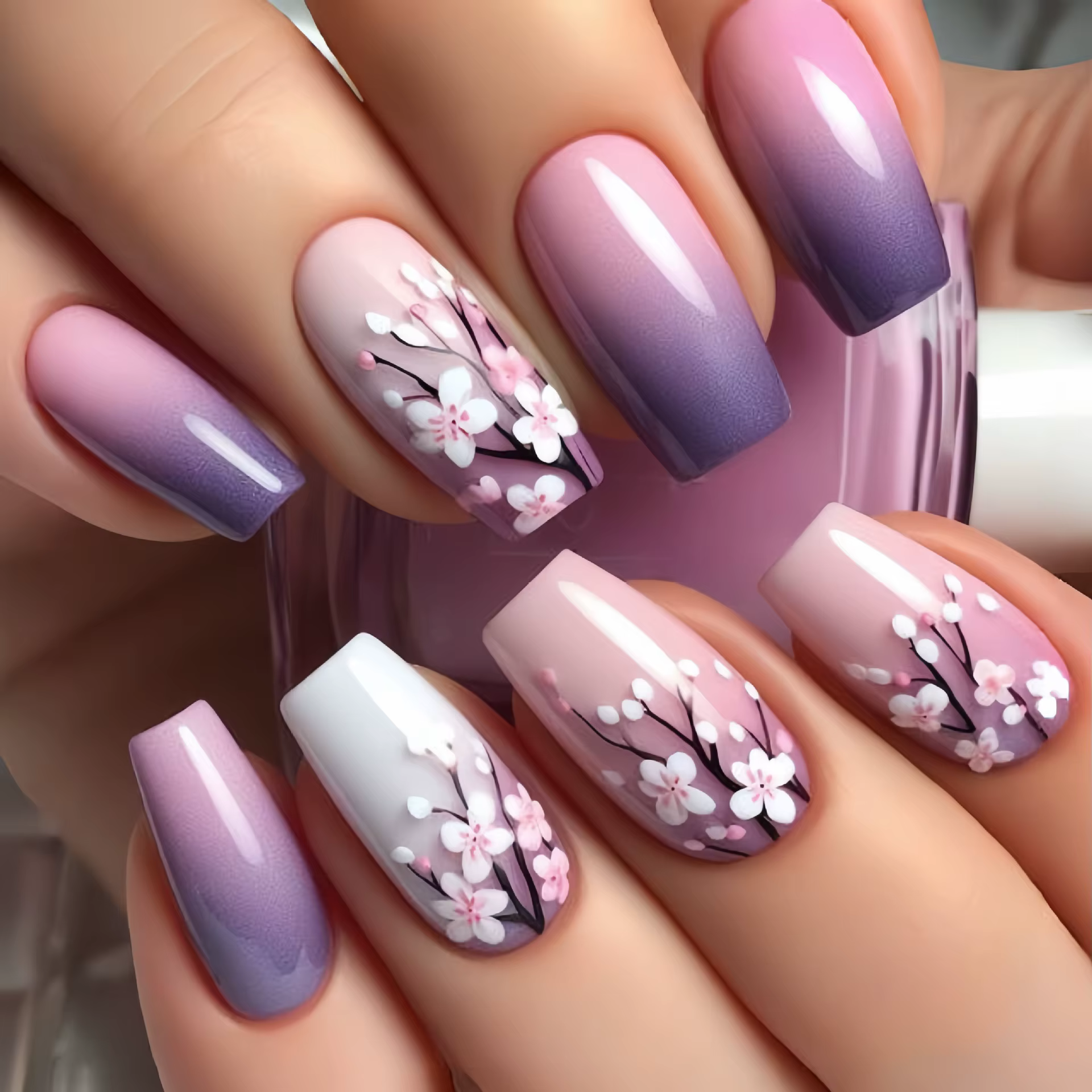 Faux-ongles mi-longs pour l'été et le printemps
