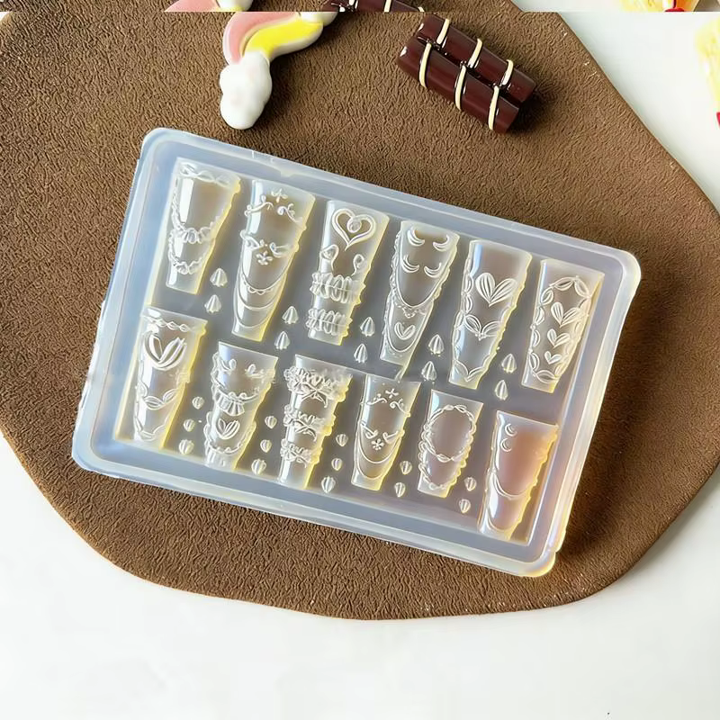 Moule en silicone pour nail art avec nœud en dentelle