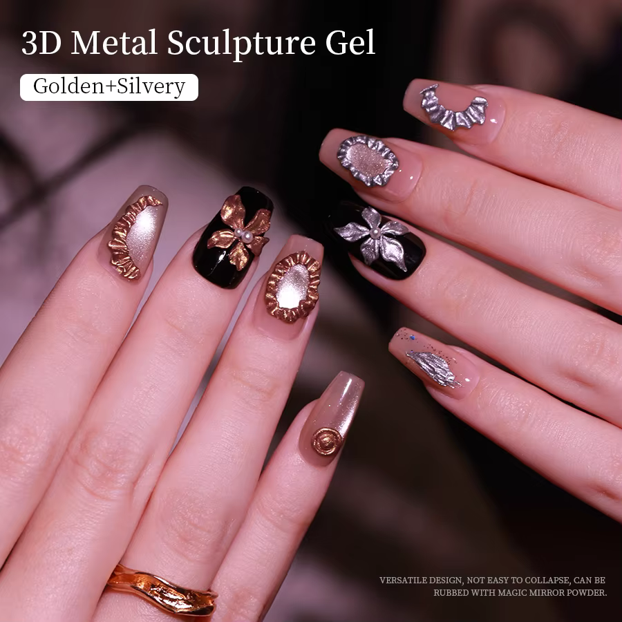 Gel de modelage 3D en métal pour ongles