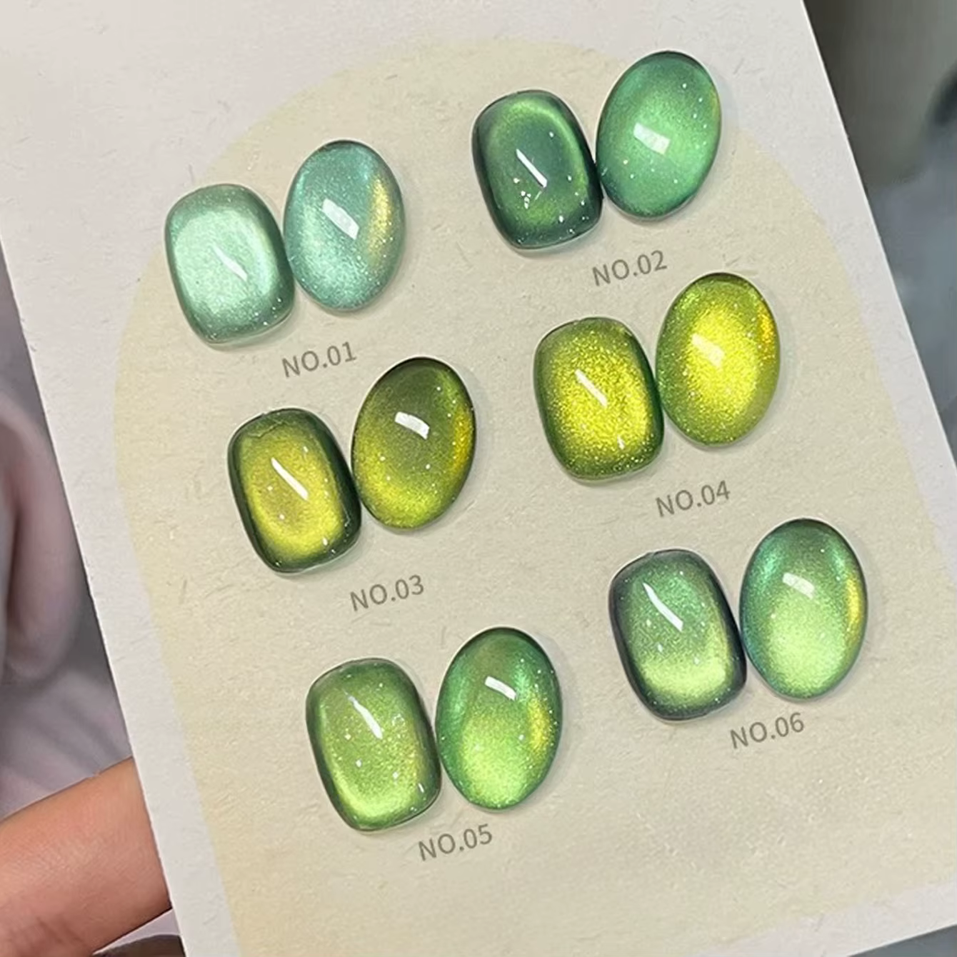 12ML 1-16 pièces 2025 nouvelles fournitures pour ongles Huai Shui bambou pavillon stroboscopique vert perle de verre
