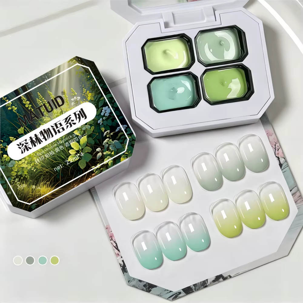 Gel de peinture pour ongles semi-permanent 4 couleurs dégradé vert