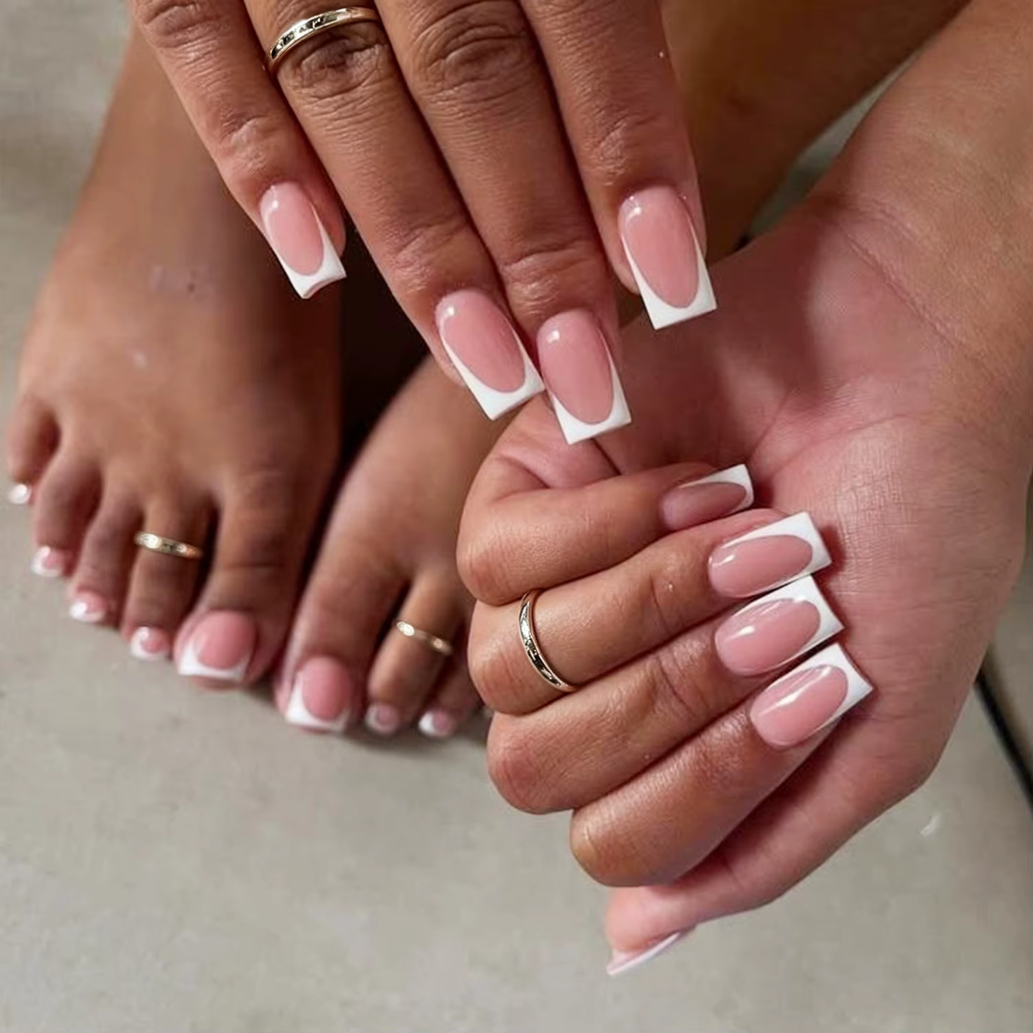 48/144 pièces Faux ongles à presser French Manucure et Pédicure