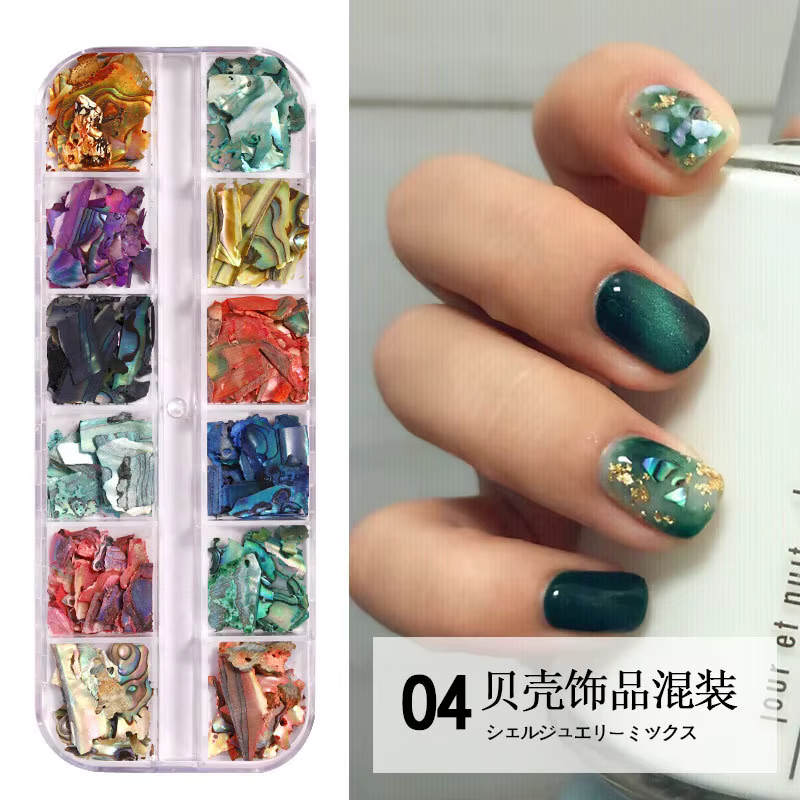 Nail Art Aurora coquille flocons ormeau ongles breloques 3D tranche irrégulière