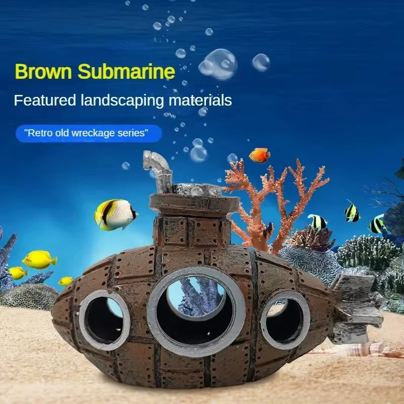 Ornements sous-marins en résine pour aquarium, décoration de réservoir de poissons, abri pour poissons et crevettes, accessoires de paysagisme pour aquarium