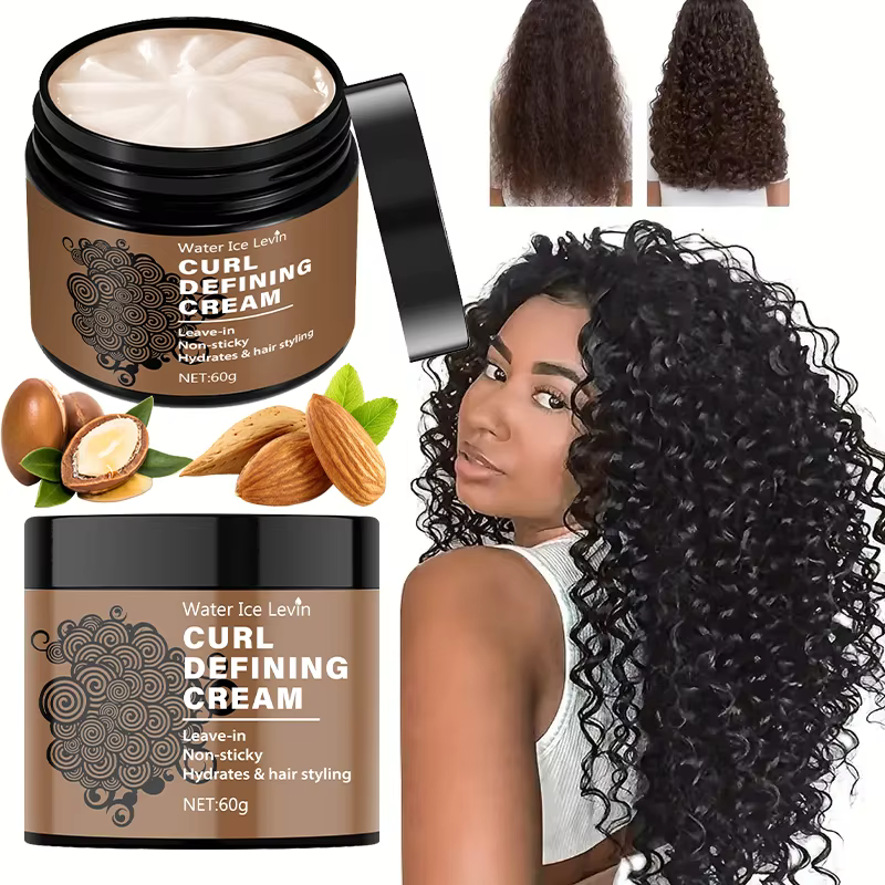 Crème coiffante pour boucles 60g - Crème coiffante hydratante pour cheveux normaux, hommes et femmes, avec une formule végétale facile à utiliser et portable