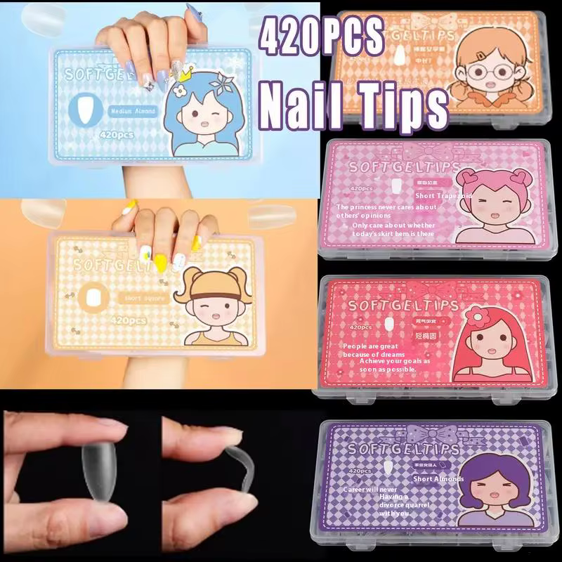 420 pièces/boîte ongles conseils mat court presse sur couverture complète