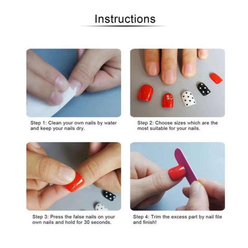 Faux Ongles Colorés à Couverture Complète pour Enfant Fille