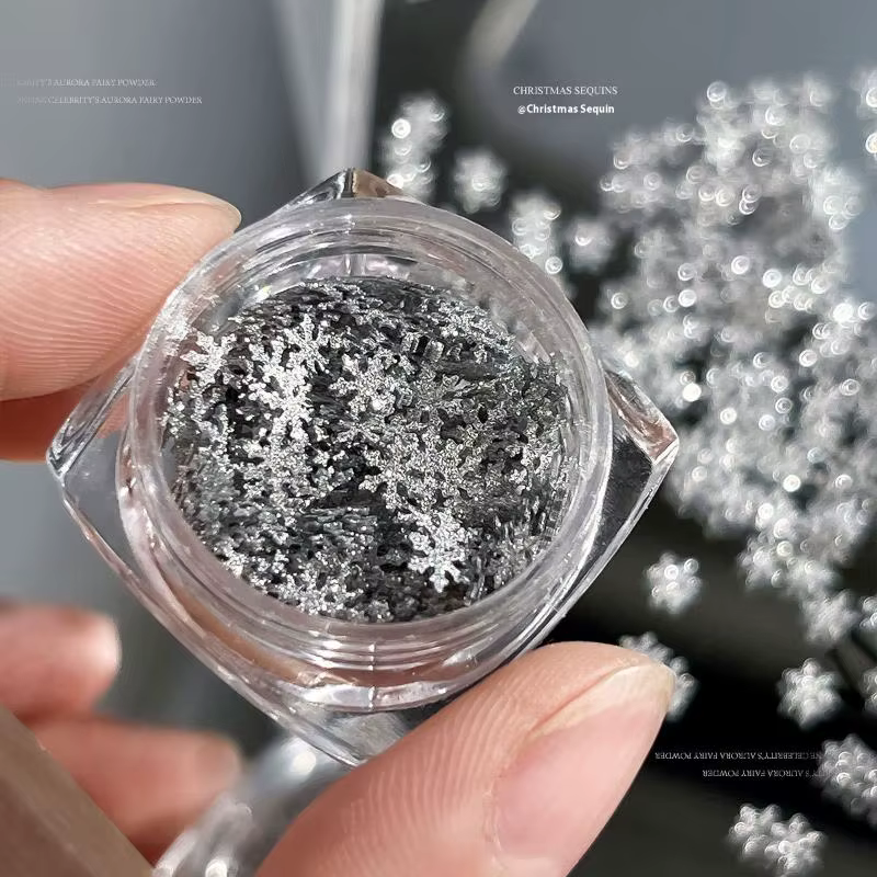Flocons de neige hiver ongles paillettes scintillantes