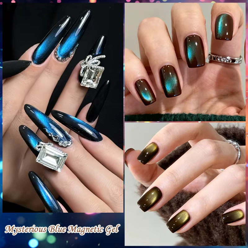 Vernis à ongles Gel magnétique chat bleu mystérieux
