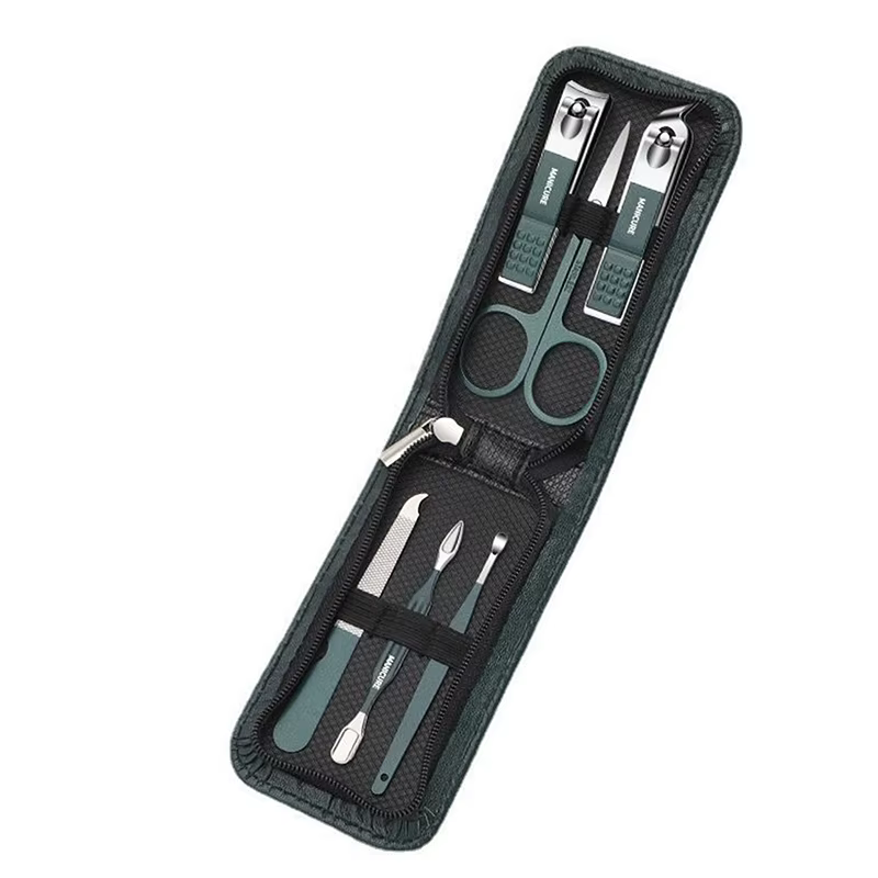 (Été4) 6 Pièces – Kits de Manucure et Pédicure Portables de Luxe – Ensemble de Coupe-Ongles Noir Brillant – Outils de Soins Personnels – Ciseaux à Sourcils