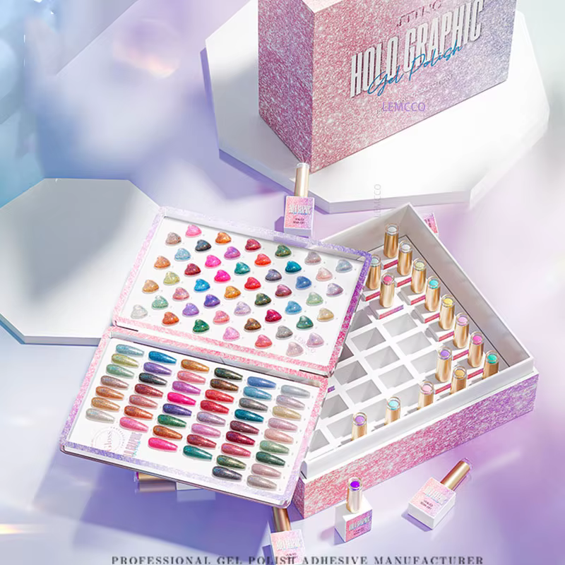 Eleanos nouveau 48 pièces paillettes Laser Gel vernis à ongles ensemble avec livre de couleur