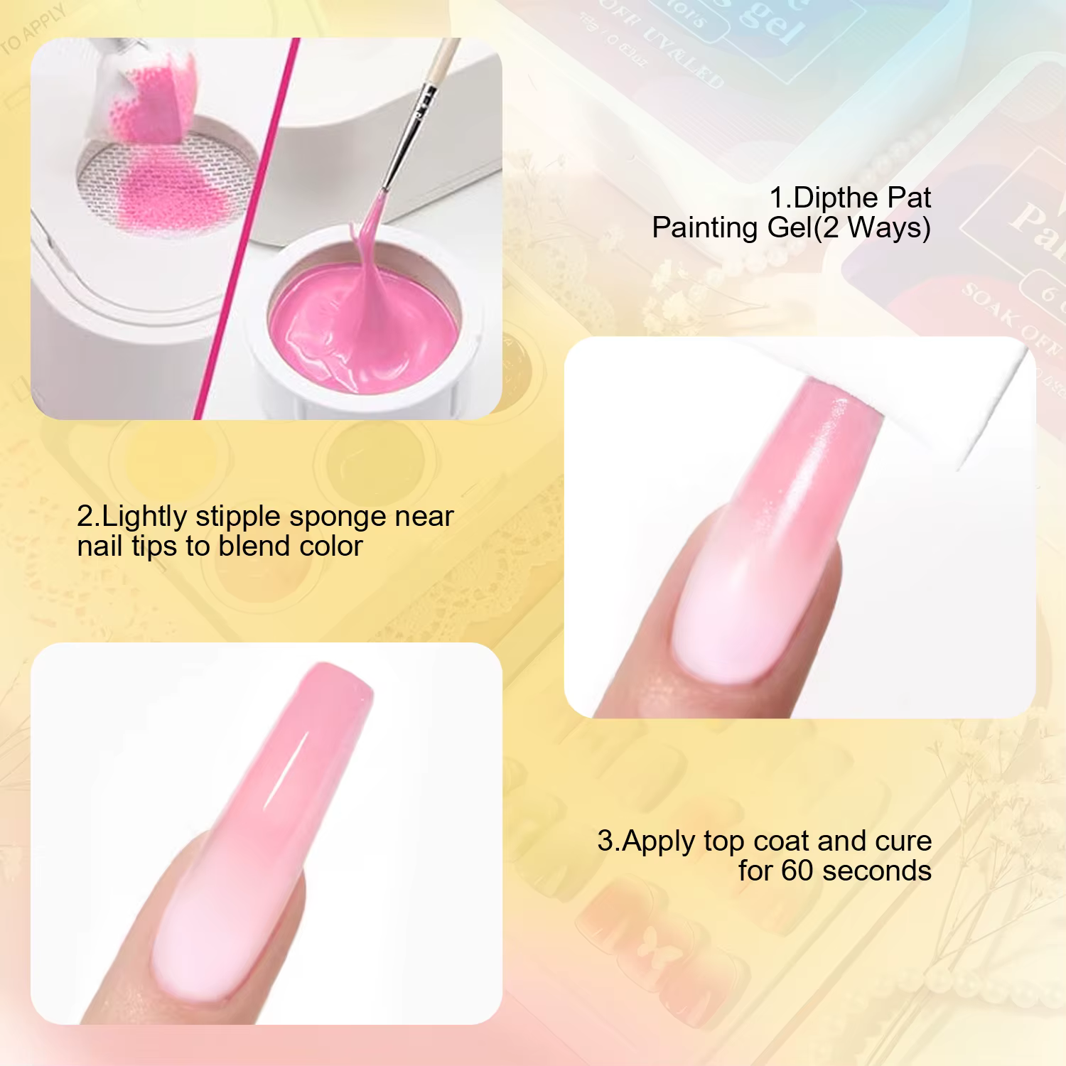 LIMEGIRL Gel de Peinture Dégradé 6 Couleurs pour Nail Art