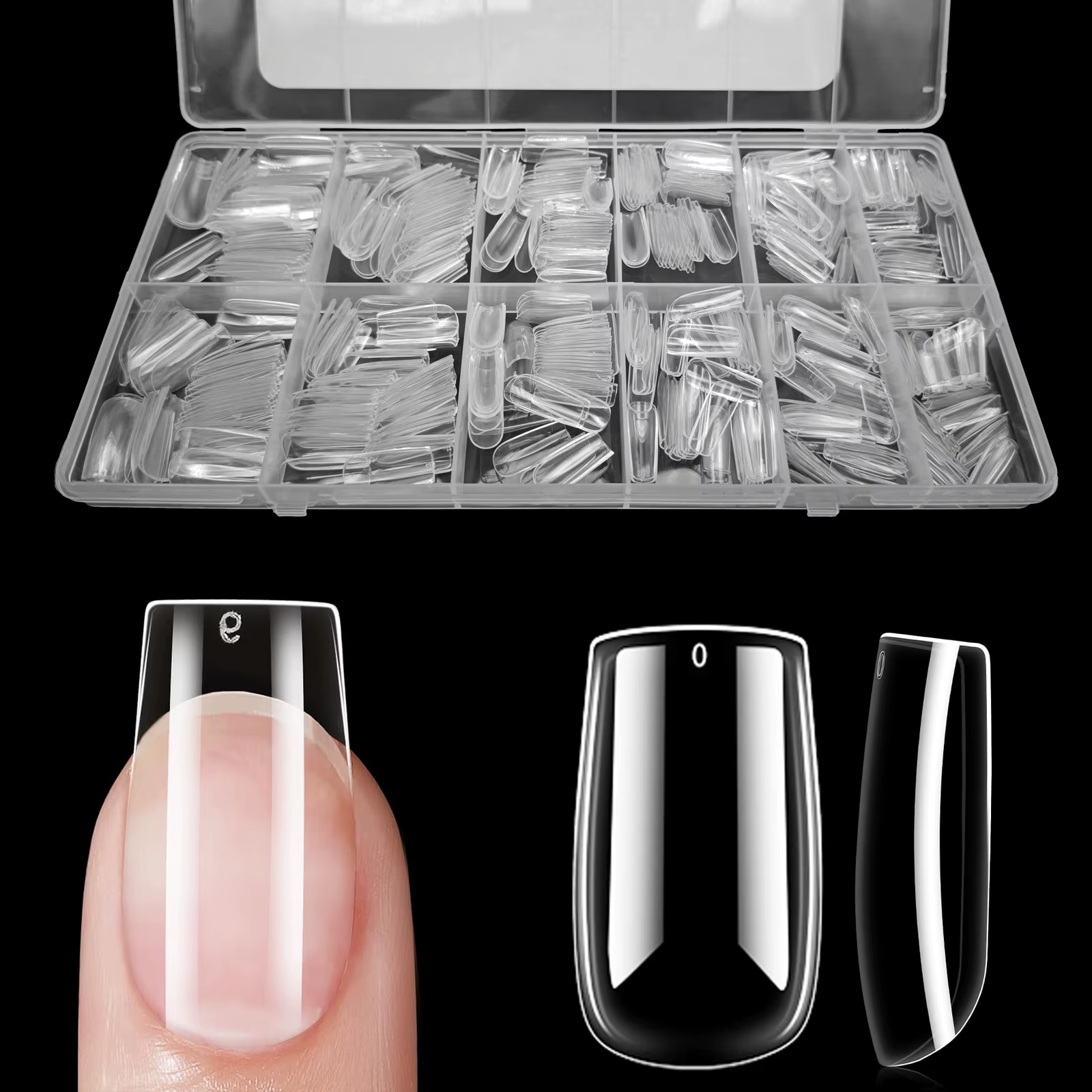 Lot de 600 faux ongles transparents
