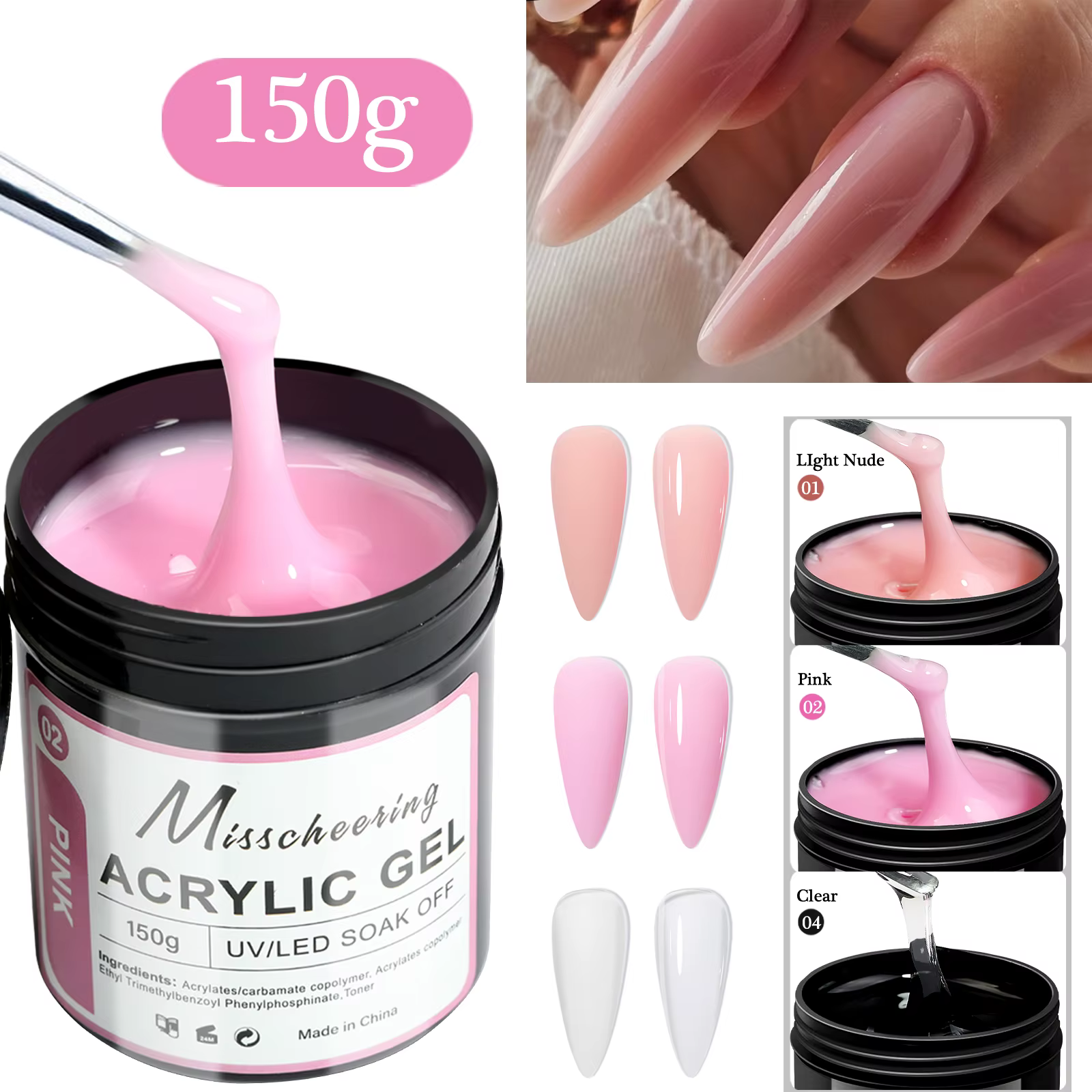 2/3 pots de Gel pour ongles en Poly UV LED durci constructeur ensemble de Gel