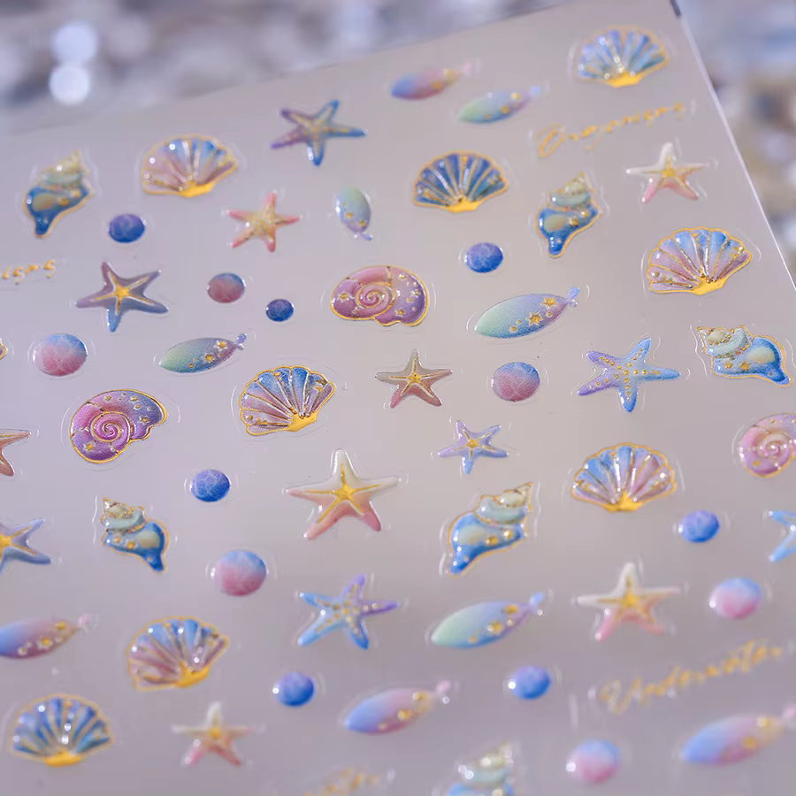 Autocollants pour ongles 5D de mer tropicale