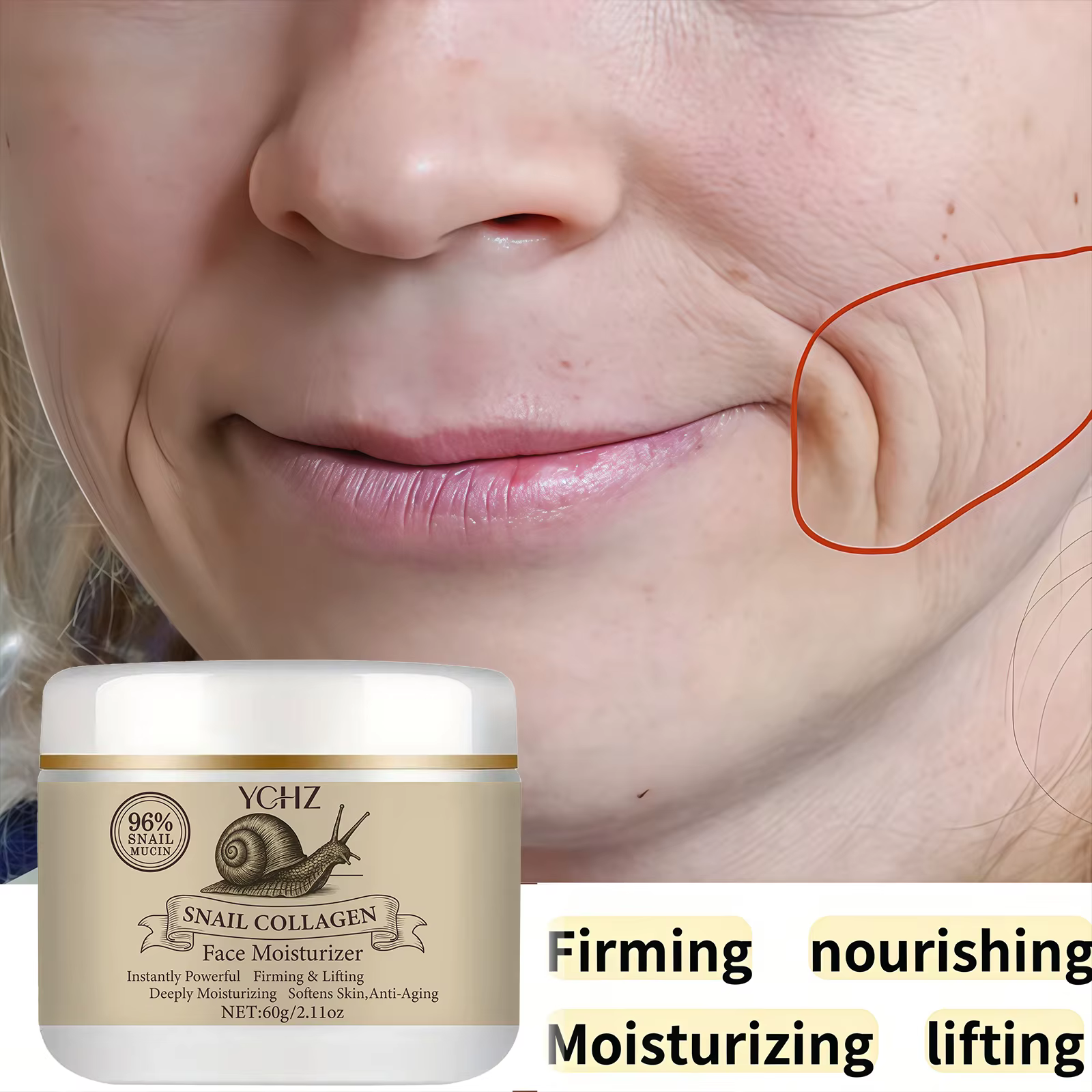 Crème à la sécrétion d'escargot et au collagène - 60g - Hydratation 24h - Lissage instantané - Contient 96% de mucine d'escargot - Absorption rapide - Protection de la peau - Produits de soin coréens