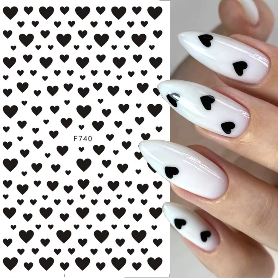 6 pièces 3D saint valentin Nail Art autocollant amant lettre mignon fille dessin animé curseur enveloppe complète