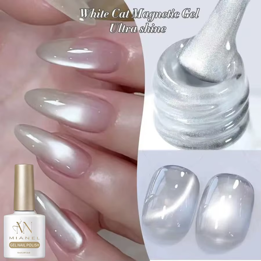 MIANEL 10ML Vernis à ongles gel blanc transparent effet œil de chat