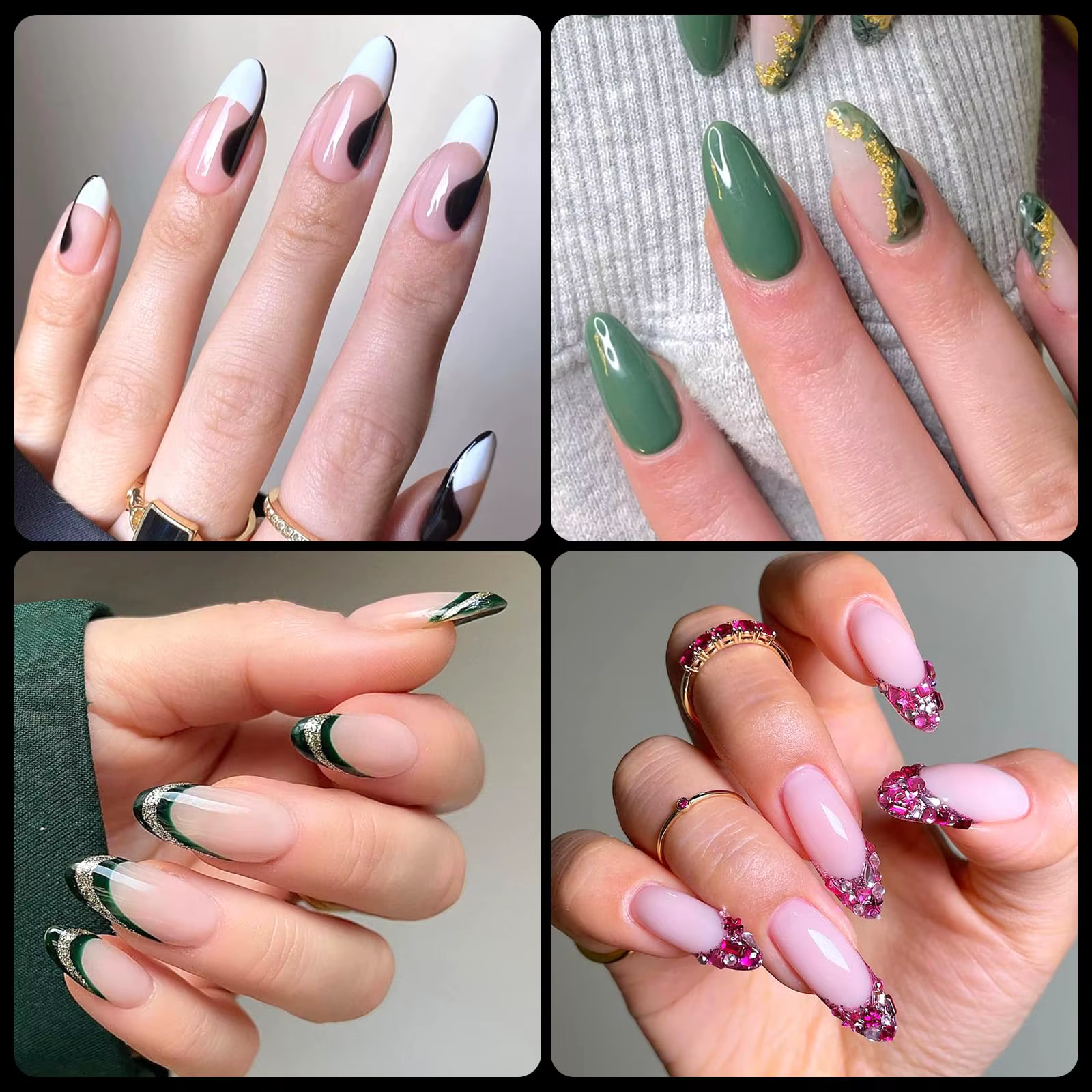 600 faux ongles en forme d'amande de taille moyenne