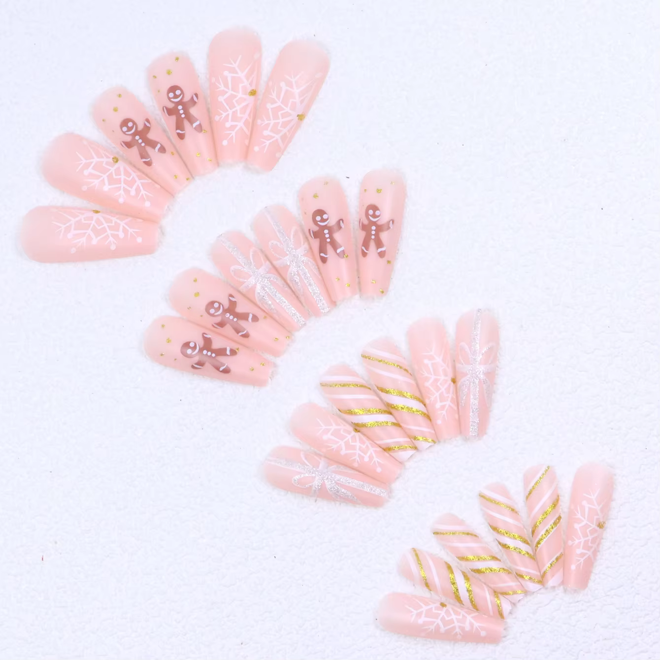 24 pièces faux ongles rectangulaires