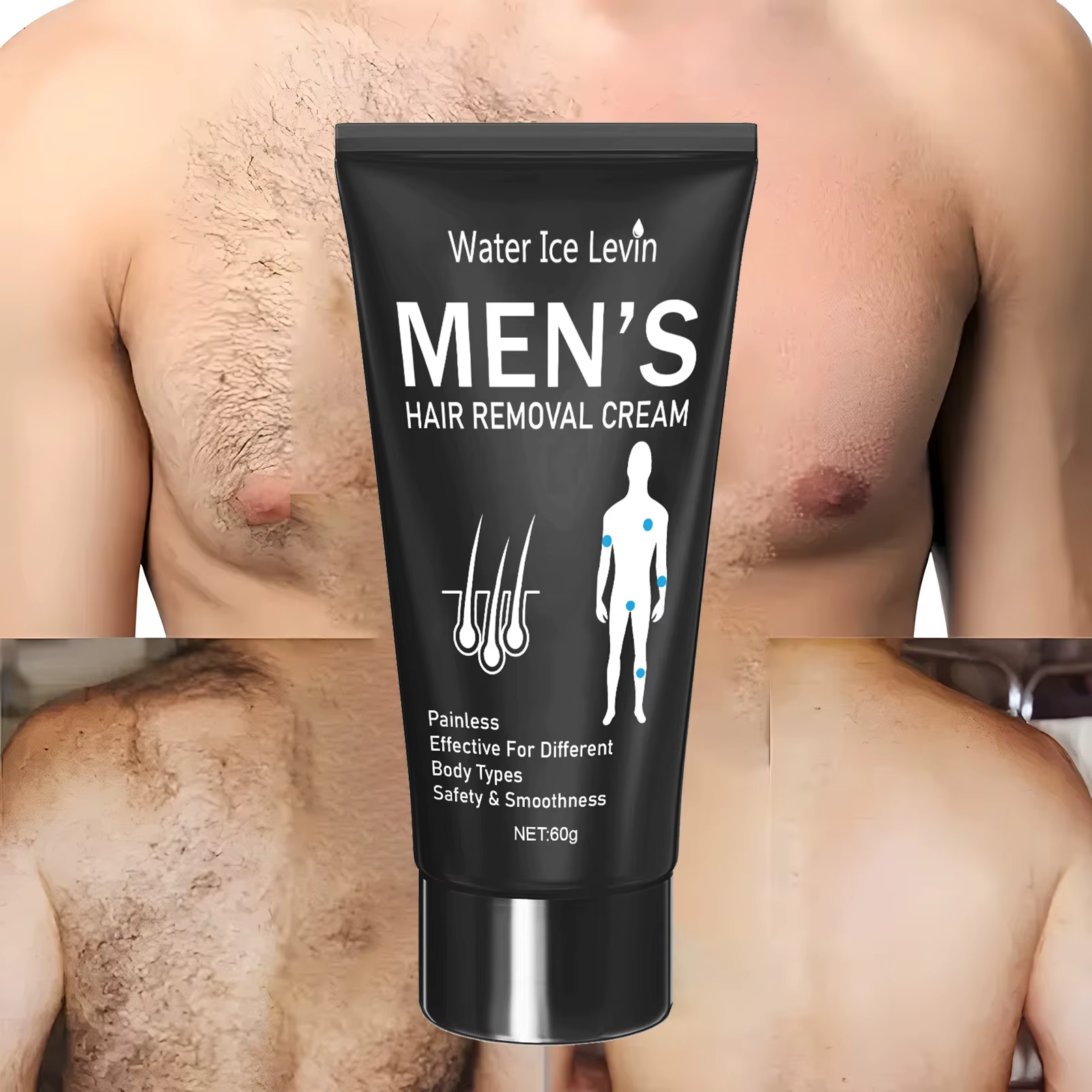 Crème dépilatoire 60g pour hommes et femmes, indolore, rapide et efficace, laisse la peau lisse et rafraîchissante, redonne confiance