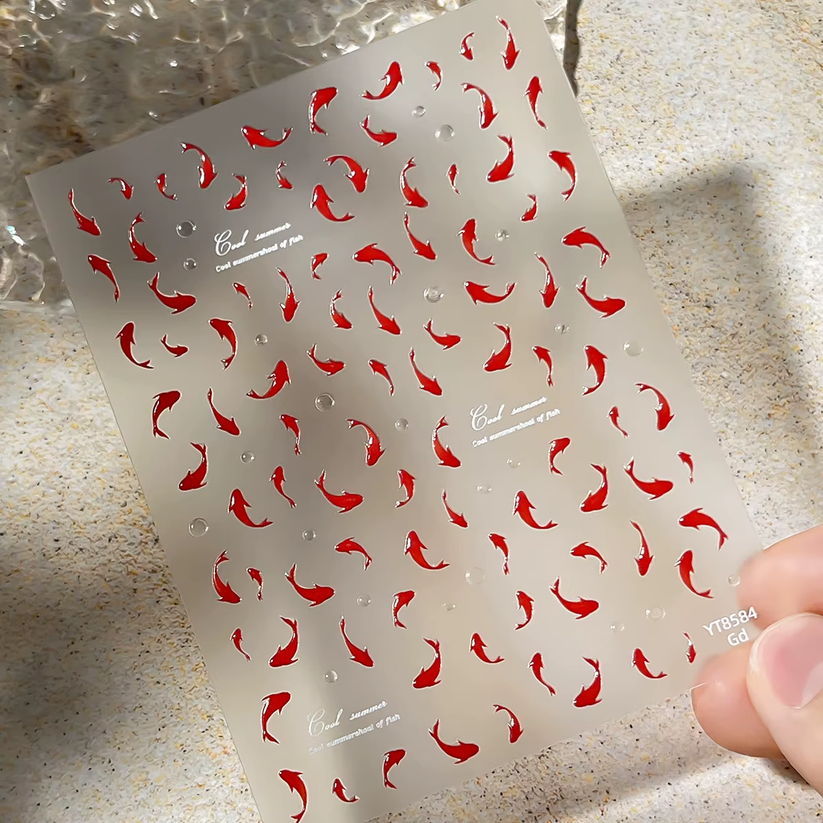 Autocollants pour ongles en forme de poisson Koi rouge
