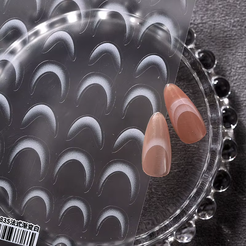 [GLOW] 1 feuille mode français dégradé Nail Art autocollants mince noir blanc ligne presse sur ongles décalcomanies manucure décorations bricolage