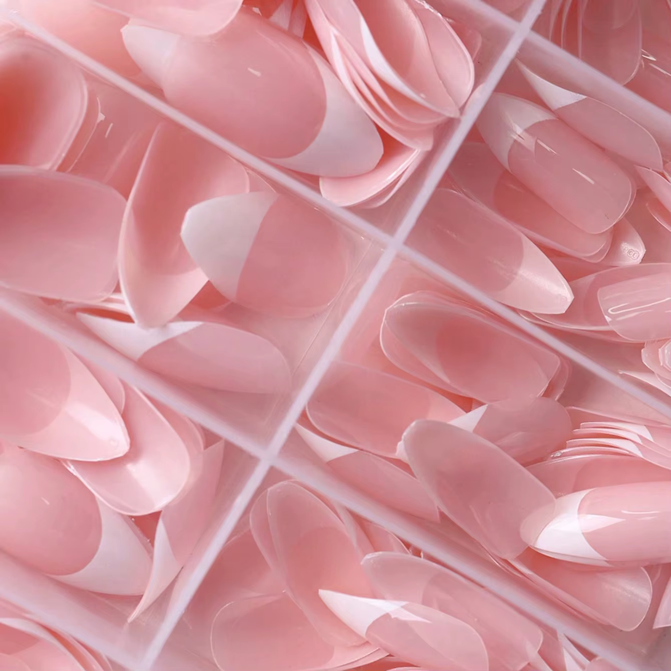 120/150/360 pièces amande rose français presse sur ongles brillant