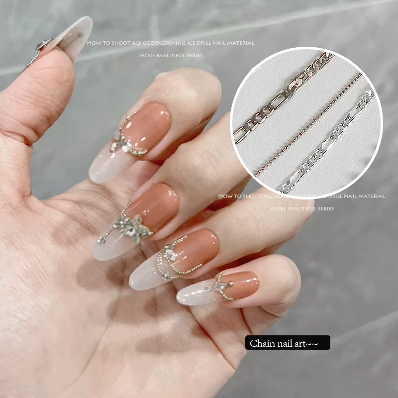 Chaînes à ongles or argent perles de pierre