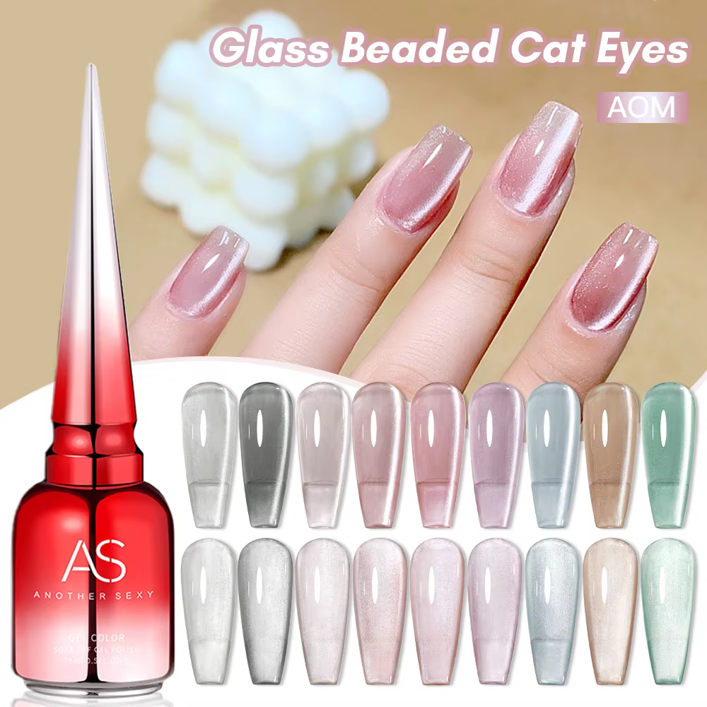 AS 15ml couleur vert menthe chat Gel magnétique vernis à ongles scintillant paillettes Gel