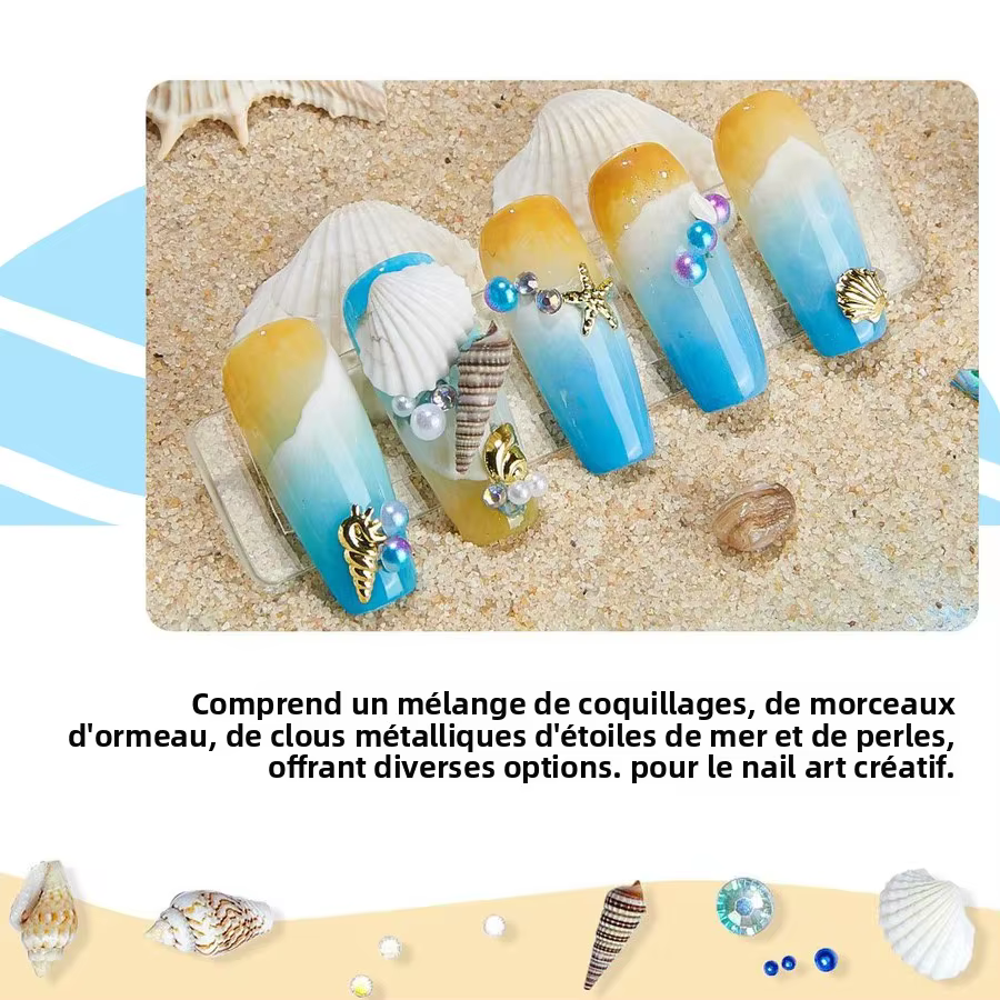 Ensemble de décoration d'ongles 3D sur le thème de l'océan hawaïen