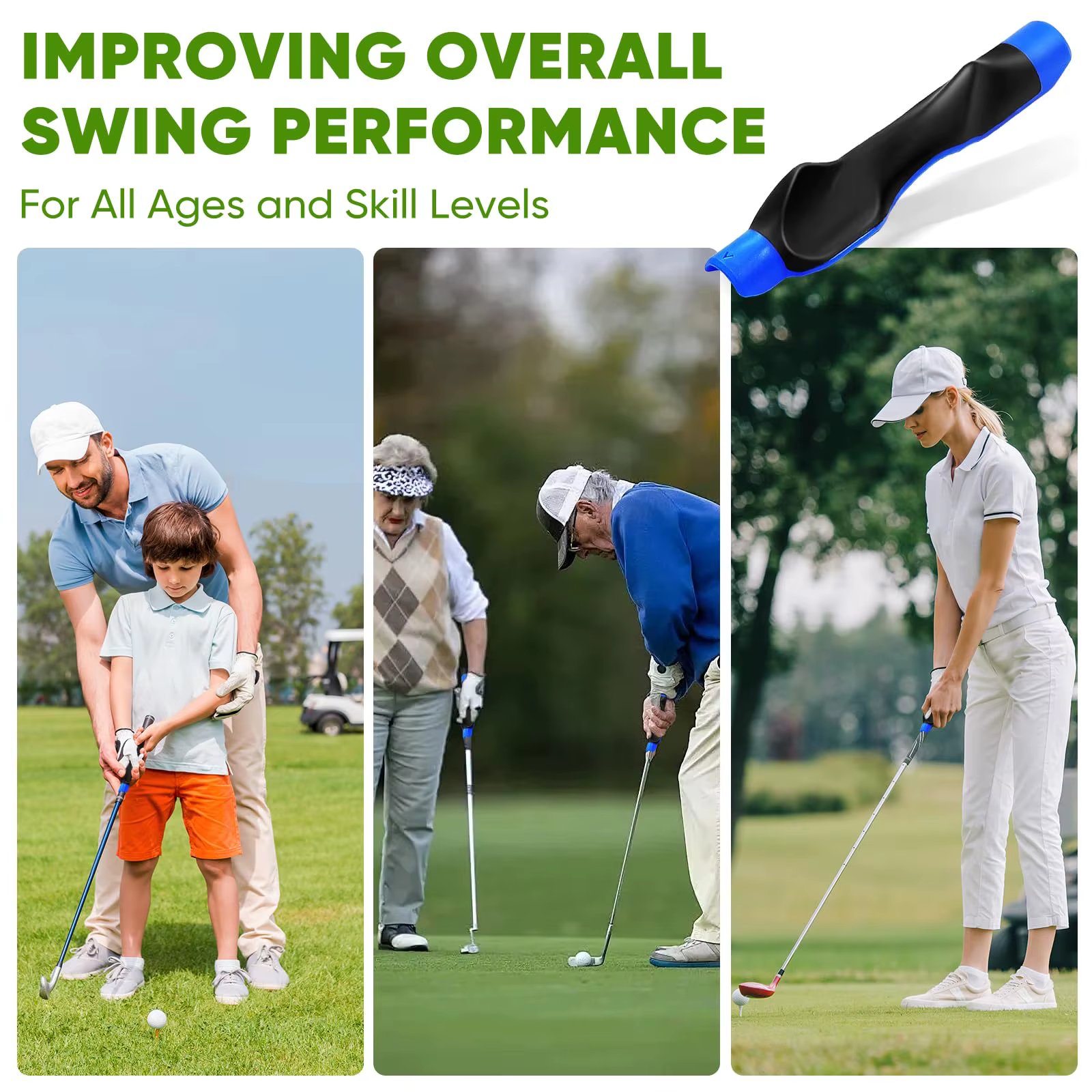 Entraîneur de grip pour le golf, aide à l'entraînement au golf, facile à transporter sur le terrain de pratique, club d'entraînement de grip pour aider à corriger la position correcte des mains