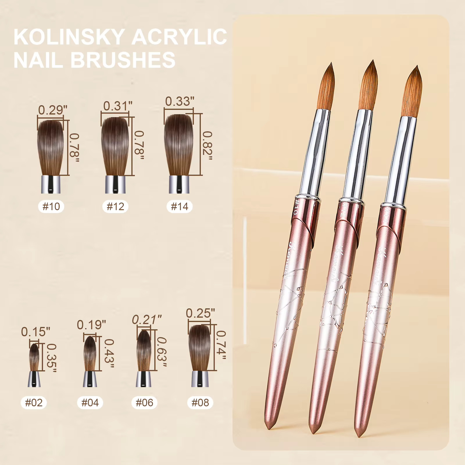Brosse à ongles en acrylique Kolinsky