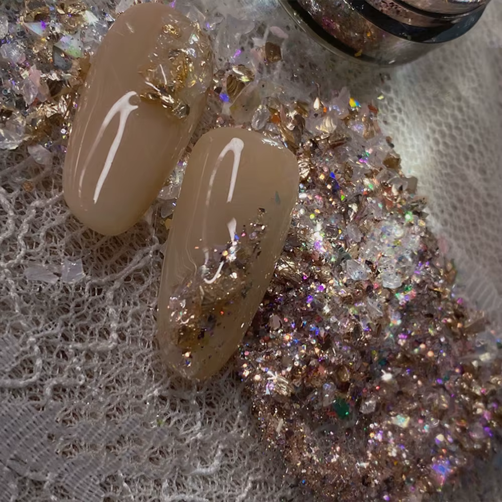 1 pot Aurora brillant opale flocons ongles paillettes Laser argent or nuage brocart